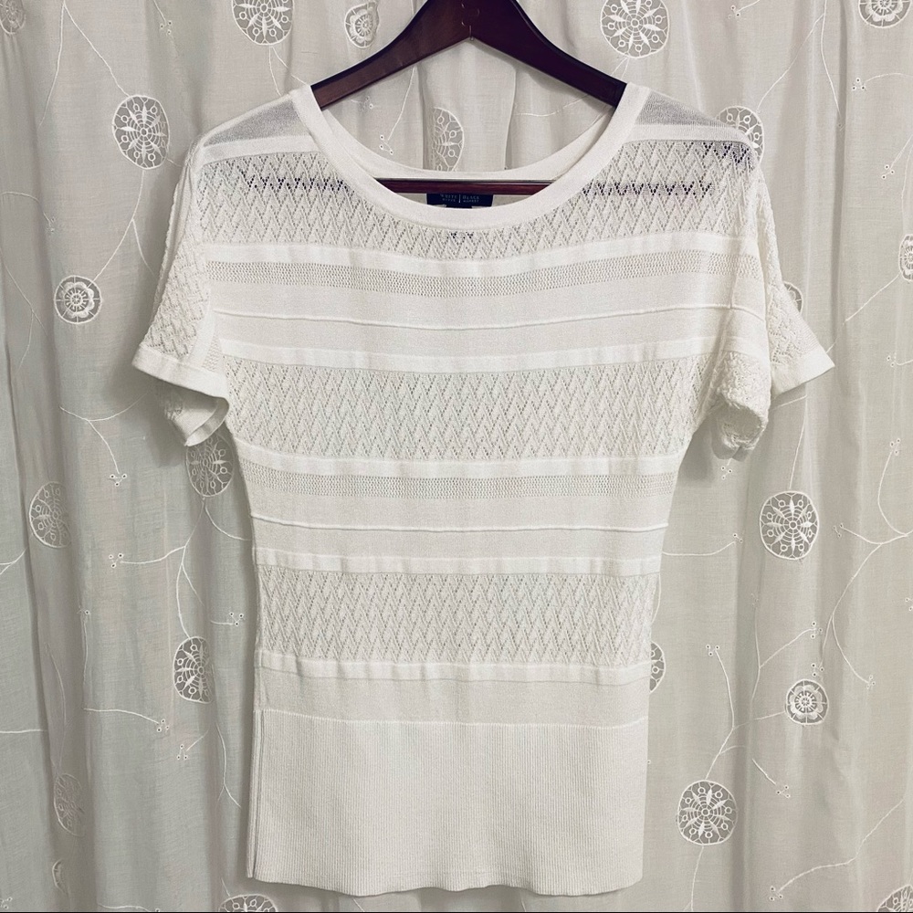 WHBM Short Sleeve Lightweight Semi Sheer Sweater